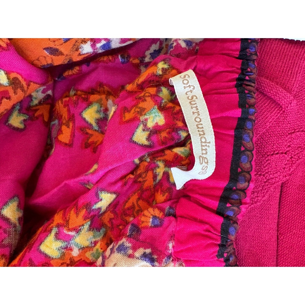 Soft Surroundings Maxi Skirt Pink Orange Paisley Floral Tassel Boho L Large - Picture 7 of 8